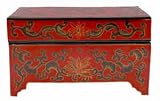 Unique Interesting Bridesmaid Gift Idea - 7 Handpainted Etched Red Lacquer Oriental Dowry Box