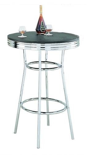 Retro Soda Fountain Style Bar Table w Chrome Plating  Black TopB0002KNR44