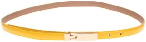 Herebuy - Cute Leather Skinny Belt for Women Candy Color Slim Belt (Yellow)
