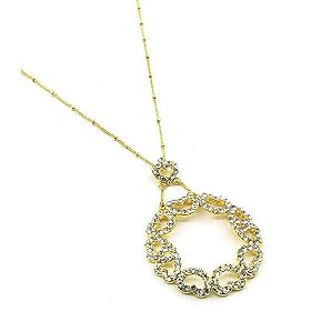 Gold Crystal Vintage Heart Charm Necklace