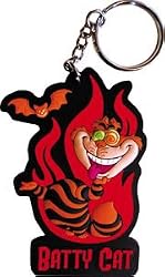Cheshire Cat 'Batty Cat' Rubber Keychain Disney