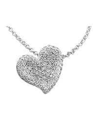 14K White Gold 1/2Cttw Diamond Heart Necklace