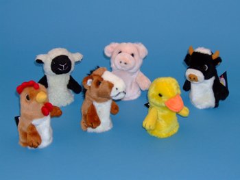 Childrens Toyshop  Toys : Farm Animal Finger Puppet Set