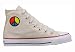 Converse Chuck Taylor All Star Hi Top Custom Unbleached White with Multi Colored Peace Sign men's 7/ women's 9