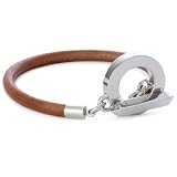 nOir Brown Leather Toggle Bracelet