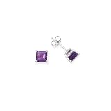 14k White Gold & Amethyst Square Stud Earrings