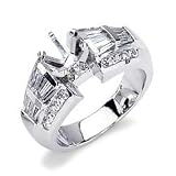 Eliana 14k White Diamond Ring (20 Rounds = .31, 10 Baguettes = .60)
