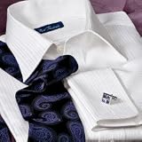 White-on-White Raised Ottoman Stripe French Cuff Dress Shirt