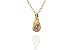 A Natural-Colored Drop Fresh-Water Pearl Enveloped in a 14K Yellow Gold Pendant Enhanced with Pave Set Diamonds, Sliding on a 17 Yellow Gold Oval Link Necklace.