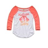 Hollister Monarch Beach Womens T Shirt 3/4 Length Sleeve (L, Orange)