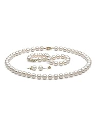 White Freshwater Pearl Jewelry Set: 7-8mm AA+
