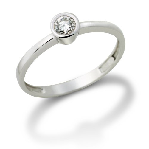 Miore 14ct/585 Weissgold Solitaire Damenring Gr&ouml;&szlig;e 56 mit Brillant ca.0,17ct MA73RWP Preisvergleich