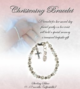 Cheap Girls Jewelry Sterling Silver Girls Bracelet for Baptism & Christening, Pearls & Crystals Size Small, 0-12 months adjustable For Sale