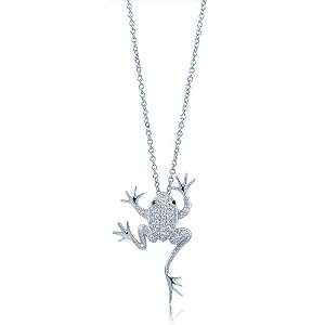 Sterling Silver Necklace Cubic Zirconia CZ Frog Pendant - Ideal Gift For Mother Day, Anniversary, Engagement, Wedding, Birthday, For Her