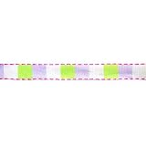 1/2'' Squares Stitiched Edge Taffeta Ribbon Lavender/Parrot By The Yard