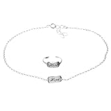 Sterling Silver Hope Nameplate Anklet and Toe Ring Set