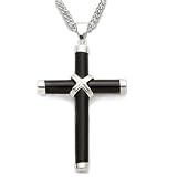 1 3 8 Sterling Silver Black Onyx Cross Necklace with Silver Tips on 18 Chain