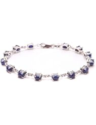 6.30 ct. t.w. Genuine Blue Saphir Infinity Tennis Bracelet set in Sterling Silver ( 7.5 inches)