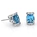 18k White Gold Blue Topaz and Diamond Stud title=