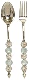 Decorative Salad Server Set With Glass Beads Handles