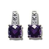 .01 CT 6MM CHECKERCUT AMETHYST LADIES WHITE EARRING