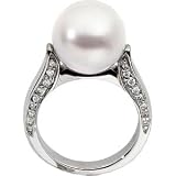18K White Gold Paspaley South Sea Cultured Pearl and Diamond Ring