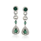 14.50ct t.w. Emerald, 6.25ct t.w. Diamond Earrings In 18kt White Gold