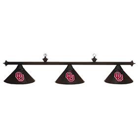 Oklahoma OU Sooners 3pc BLACK METAL SHADE POOL TABLE LIGHT LAMP
