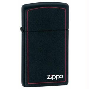 Zippo Lighter Slim Black Matte w/ Zippo & Border