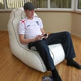 Review rucomfy  / Filled Black Leather/Black Piping Designer Gamer Bean bag Chair