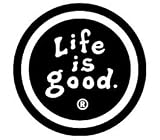 LIFE IS GOOD COIN LOGO ON BLACK ROUND STICKERS *PACK OF 2* PERFECT FOR SPREADING GOOD CHEER!