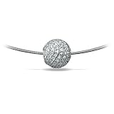 14k White Gold Diamond Ball Pendant with Chain.