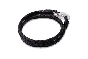 Unique Men 21cm Antique Black Double Leather Bracelet With Stainless Steel Shrimp Clasp from Unique Jewelry Ltd