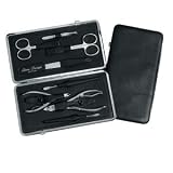 Dovo 7 Piece Set, Nickel-Finish, Hard Black Leather Case