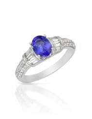14K White Gold Tanzanite and Diamond Ring -- LIFETIME WARRANTY