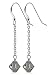 Black Diamond Swarovski Crystal Bicone Sterling Silver French Ear Wire Hook Dangle Earrings