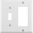 Leviton 80405-W 2-Gang 1-Toggle 1-Decora/GFCI Device Combination Wallplate, Standard Size, Thermoset, Device Mount, White