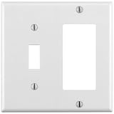 Leviton 80405-W 2-Gang 1-Toggle 1-Decora/GFCI Device Combination Wallplate, Standard Size, Thermoset, Device Mount, White