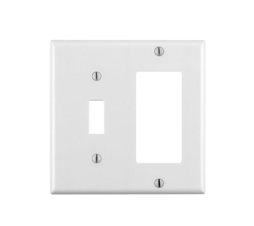 Leviton 80405-W 2-Gang 1-Toggle 1-DECORA (R) Brand (R)/GFCI Device Combination Wallplate, Standard Size, Thermoset, Device Mount, White Leviton 80405-W 2-Gang 1-Toggle 1-DECORA (R) Brand (R)/GFCI Device Combination Wallplate, Standard Size, Thermoset, Device Mount, White