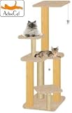 Spires Intergrooved Wood Scratching Post in Sandstone Beige