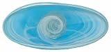 Colorful Recycled Art Glass Oval Bowl Aqua Blue 16 1/2L 3 1/2H