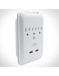 CE: Slim Wall Plate and Surge Protector - 3 AC + 2 USB - Add Additional Outlets and USB Ports While Protecting Your Devices - USB Includes 2.1amp Output to Charge iPad, iPhone, E-readers, Android, SmartPhones, and More - XTG Technology