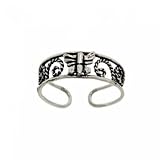 925 Silver Butterfly Adjustable Toe Ring Filigree Rope