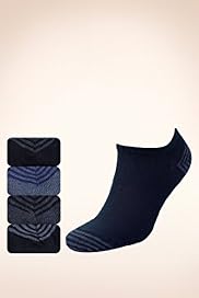 4 Pairs of Freshfeet Cotton Rich Striped Trainer Liner Socks with Silver Technology