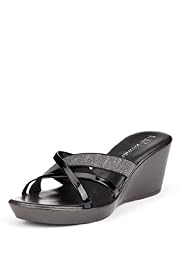 Open Toe Elasticated Panel Wedge Sandals