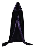 ANGELWARDROBE Halloween Hood Cloak MEDIEVAL Wedding Cape Black-Purple-3XL