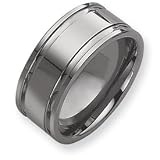 Tungsten Grooved 10mm Polished Band Ring - Size 8.5