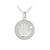 Sterling Silver Freshwater Cultured Pearl June Birthstone Handprint Pendant, 18"