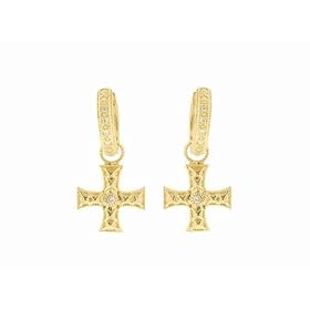 Cross Charms with Diamonds in Yellow Gold by Zasha