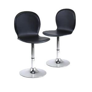 Winsome Wood S 2 Metal Faux Leather Swivel Chairs by Winsome